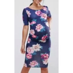 ASOS Maternity Midi Dress with Tropical Floral Print Size 2